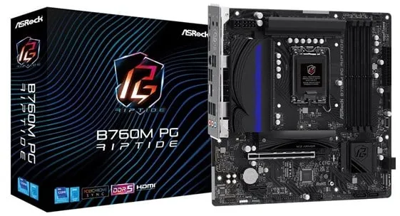 ASRock B760M PG Riptide Emolevy - Intel B760 - Intel LGA1700-kanta - DDR5 RAM - Micro-ATX