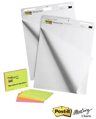 3M Post-it Super Sticky - fläppitaululehtiö - 635 x 762 mm - 30 arkkia (2 pakkauksessa)